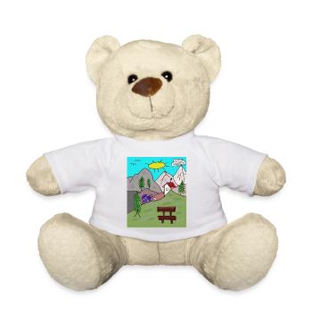 Alps Snails Post Letter Mountains Alm Postman - Teddy Bear - white - Front