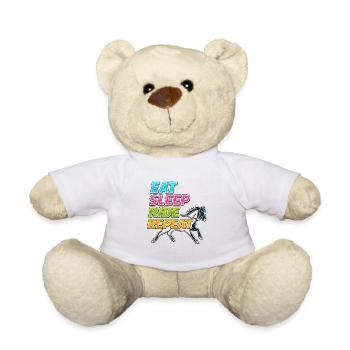 Eat Sleep Ride Repeat Neon Pferd Reitsport - Teddy - Weiß - Vorne