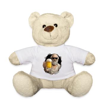 Socrates mit Bier und Sonnenbrille - Teddy - Weiß - Vorne