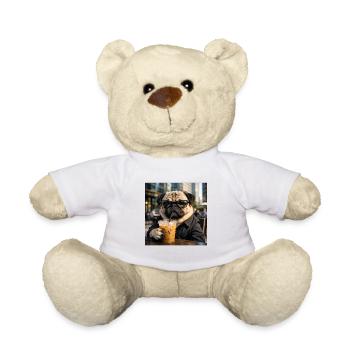 Pug Coffee Break Funny Realistic Dog Lovers - Teddy Bear - white - Front
