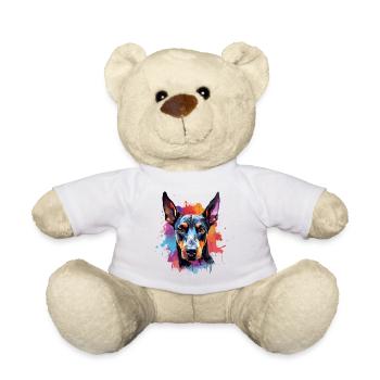Vivid Doberman Splash Portrait - Teddy Bear - white - Front
