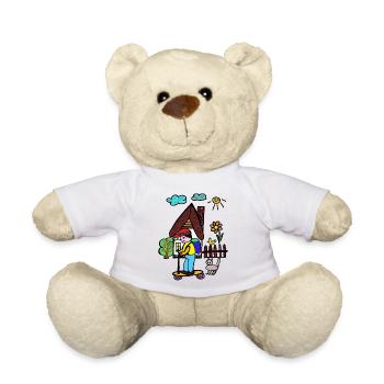 House Skateboarder Flower Garden Kids - Teddy Bear - white - Front