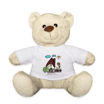 Little Cabin House Cartoon Houses - Teddy Bear - white - Front
