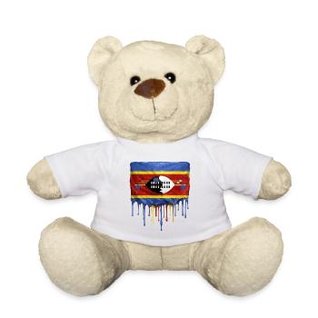 Eswatini Flag Drop Art - Teddy Bear - white - Front