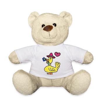 Canard avec fleur anniversaire Enfants canards - Nounours - blanc - Devant