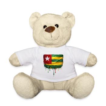 Togo Flagge Tropfenkunst - Teddy - Weiß - Vorne