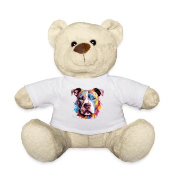 Bunte Hunde-Spritzkunst-Pitbull - Teddy - Weiß - Vorne