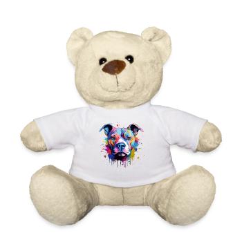 Splash Art Pitbull Dog Colorful - Teddy Bear - white - Front