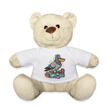 Schlaue Taube auf Bücherstapel - Teddy - Weiß - Vorne