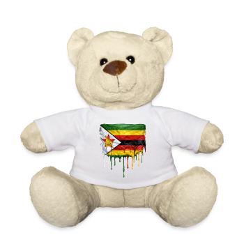 Zimbabwe Flagge mit tropfender Farbe - Teddy - Weiß - Vorne