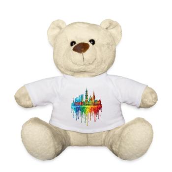 Hamburg with colorful gradient color - Teddy Bear - white - Front