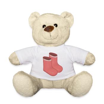 Red Retro Socks Duo - Teddy Bear - white - Front