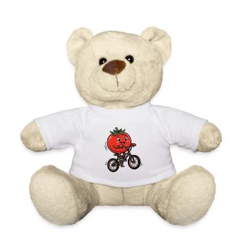 Funny tomato on bike for kids - Teddy Bear - white - Front