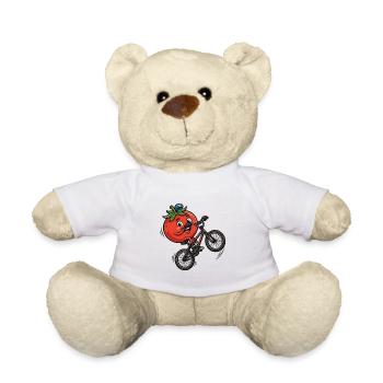 Dessin animé drôle de cyclisme à vélo à la tomate - Nounours - blanc - Devant