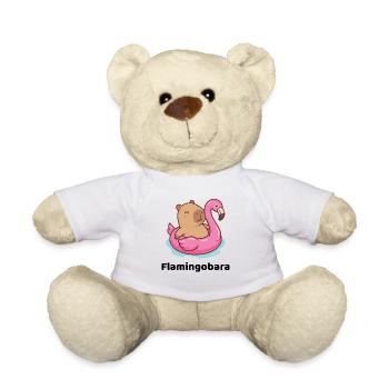 Kuscheltier auf rosa Flamingo - capybara - Teddy - Weiß - Vorne