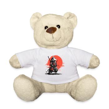 Fox Samurai in Red Sun Armor - Teddy Bear - white - Front