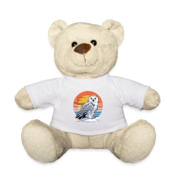  Schneeeule Vor Retro Sonnenuntergang Eule - Teddy - Weiß - Vorne