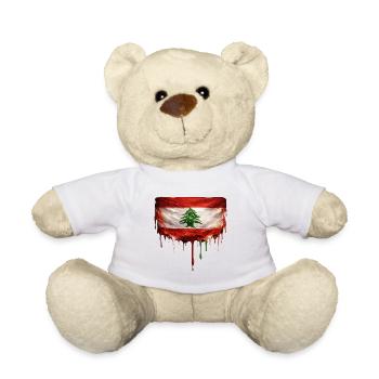 Libanesische Flagge mit tropfender Farbe - Teddy - Weiß - Vorne