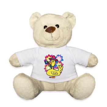 Funny Duck Kids Birthday Greetings Child - Teddy Bear - white - Front