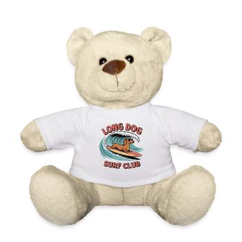 Un teckel surfe sur une planche – style rétro surf - Nounours - blanc - Devant