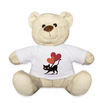 Chemise Chat Amour Cœur Noir Mignons Chats - Nounours - blanc - Devant