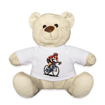 Radfahrer auf Rennrad mit voller Geschwindigkeit - Teddy - Weiß - Vorne