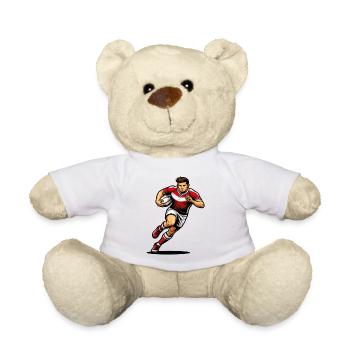 Joueur de rugby en course ballon en main - Nounours - blanc - Devant