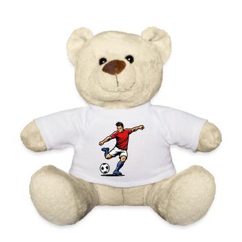 Joueur de football en pleine action - Nounours - blanc - Devant