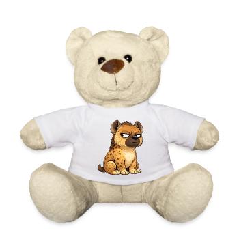 Cute skeptical hyena cartoon funny whimsical - Teddy Bear - white - Front