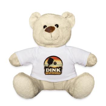 Dink Responsibly Retro Paddle Player Pickleball - Teddy Bear - white - Front