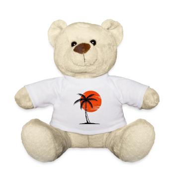 80s Retro Palm Tree Sunset - Teddy Bear - white - Front