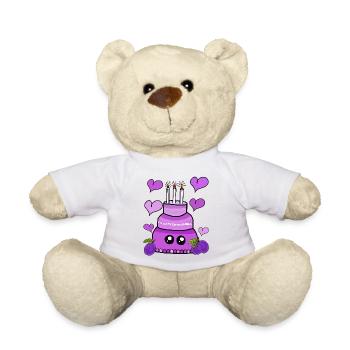 Pflaumen Torte Geburtstag Kuchen Kawaii - Teddy - Weiß - Vorne