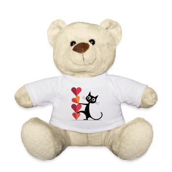 T-shirt chat avec des cœurs - Cadeau pour les amateurs de chats - Nounours - blanc - Devant