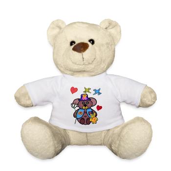 Teddy Bear Blossoms Garden Bear Birds - Teddy Bear - white - Front
