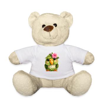Frühlingsparrot mit Blumenkranz - Teddy - Weiß - Vorne