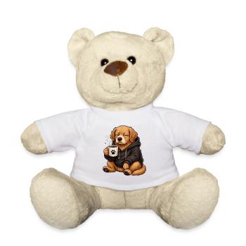 Kaffeehund im Hoodie - Teddy - Weiß - Vorne