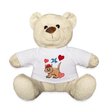 Herz Katze Katzen Vogel Kinder - Teddy - Weiß - Vorne