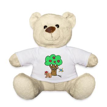 Apfelbaum Katze Vogel Kinder Garten Natur - Teddy - Weiß - Vorne