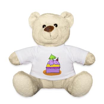 Birthday Muffin Cake Kids Child - Teddy Bear - white - Front