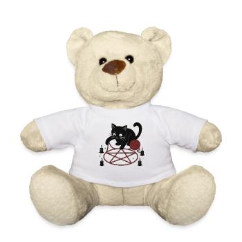 Cat in Pentagram - Teddy Bear - white - Front