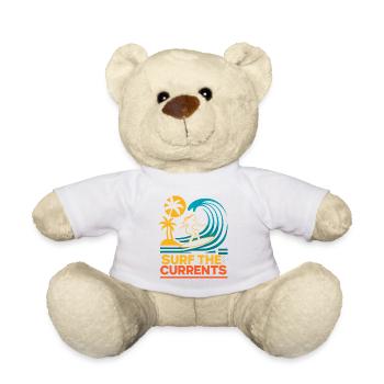 Surf The Currents Waves Palm Trees Beach Motif - Teddy Bear - white - Front