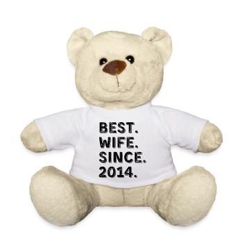 Beste Ehefrau seit 2014 12-jähriges Jubiläumsgeschenk - Teddy - Weiß - Vorne