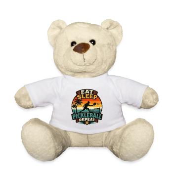 Retro Pickleball Motto Eat Sleep Repeat - Teddy Bear - white - Front
