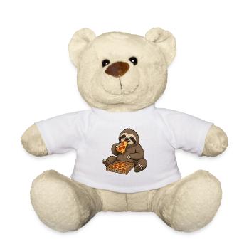 Pizza Sloth Enjoyment of Life - Teddy Bear - white - Front