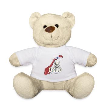 Oslo in Norway Vintage Vacation Souvenir - Teddy Bear - white - Front