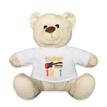 Vintage 1981 Guitar Limited Edition Design - Teddy Bear - white - Front