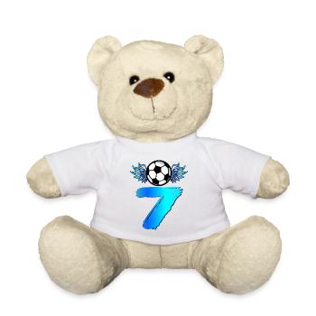 7. Geburtstag Sieben Fußball - Teddy - Weiß - Vorne