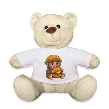 Mignon Sasquatch Bigfoot Cartoon Burger de restauration rapide - Nounours - blanc - Devant