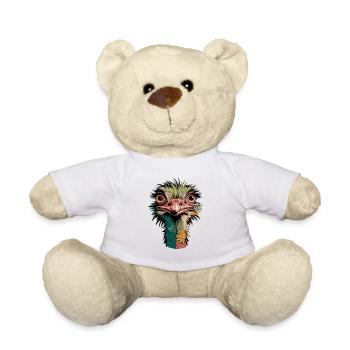  Bunter Lustiger Strauss Kopf Comic Vogel - Teddy - Weiß - Vorne