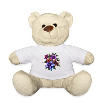 Tropical Flower Bouquet – Colour Explosion - Teddy Bear - white - Front